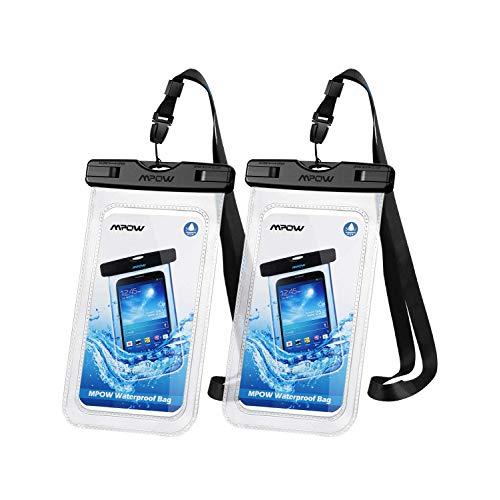 Mpow 097 Universal Waterproof Case, IPX8 Waterproof Phone Pouch Dry Bag Compatible for iPhone 11/11 Pro Max/Xs Max/XR/X/8/8P Galaxy up to 6.8", Phone Pouch for Beach Kayaking Travel or Bath (2 Pack)