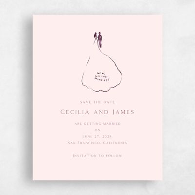 Lightest Blush, Pink Wedding Save the Date - Dunluce Portrait