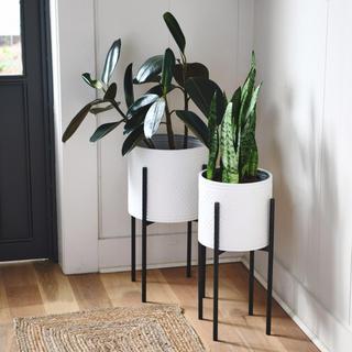 Modern Boho Embossed 4-Piece Planter Set