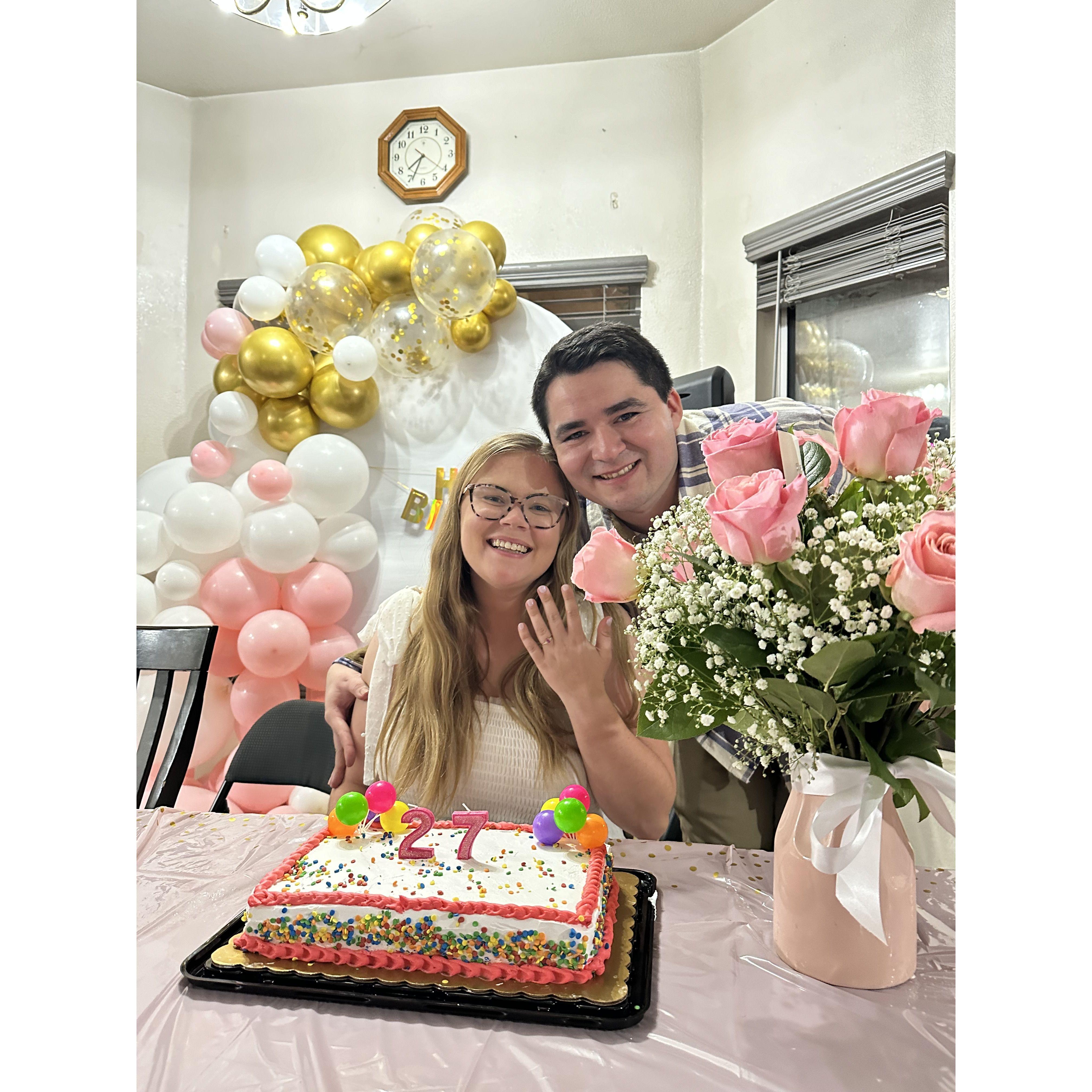 Taken at Sarah's 27th birthday party,  on November 24, 2024, the day Andres popped the question!