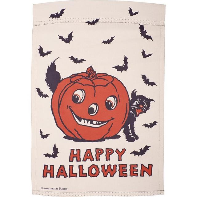 Primitives by Kathy 114325 Happy Halloween Classic Pumpkin Design Decorative Garden Flag, Multicolor