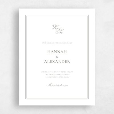 Dark Sage, Green Wedding Save the Date - Wyncote Portrait