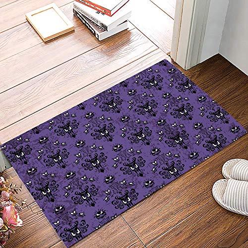 Indoor Doormat Absorbent Welcome Mats 16 x 24 inch Halloween Grimace Haunted Mansion Pattern Felt Floor Door Mat with Non-Skid Backing, Fit for Entry Way/Kitchen/Bedroom