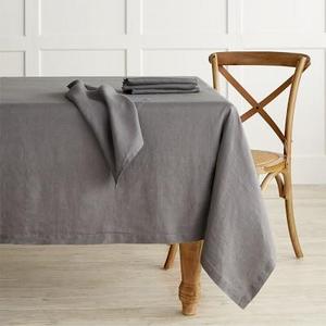Italian Washed Linen Tablecloth, 70 X 108", Charcoal