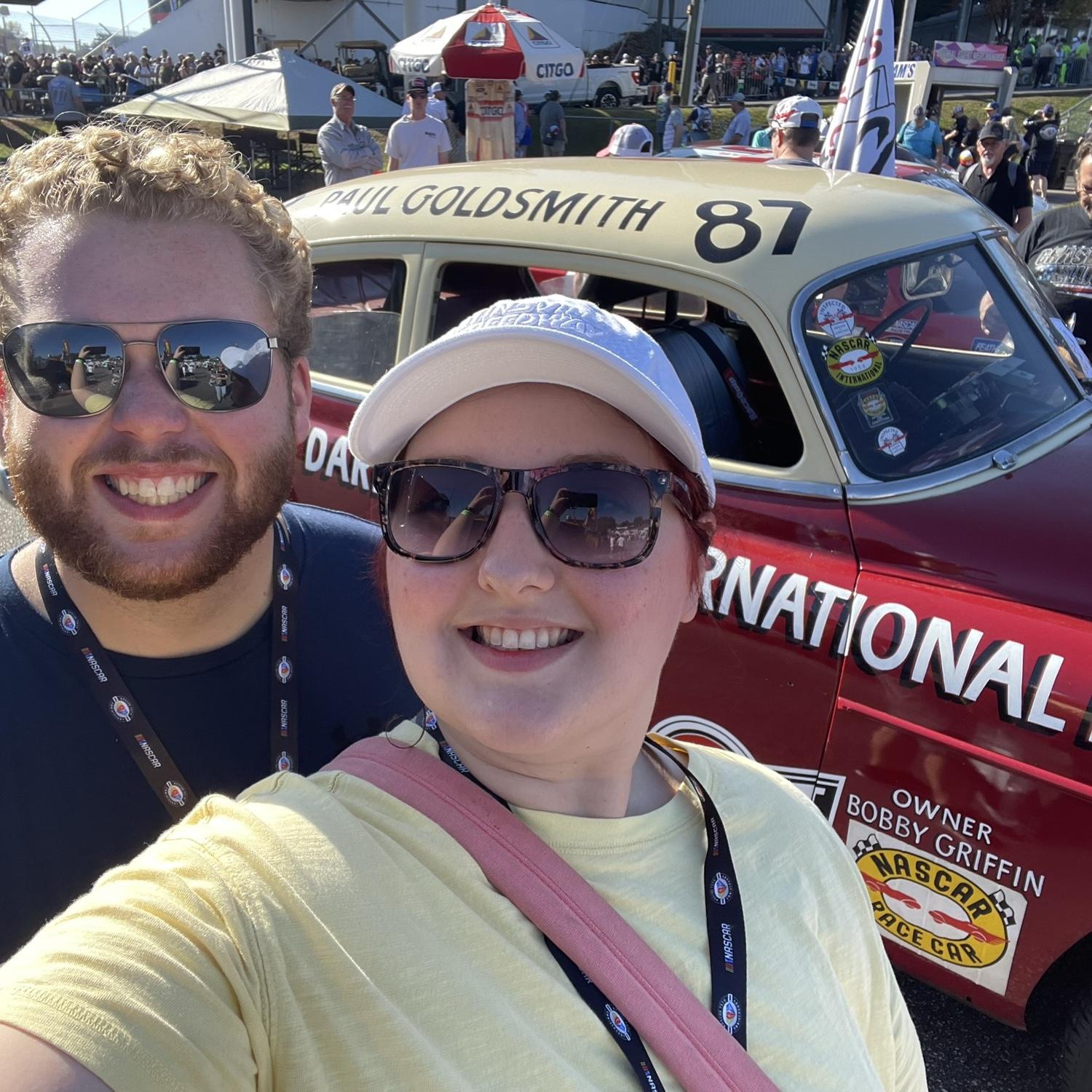 My dad invited us to a NASCAR race and we had to get a picture with this old race car. If you know Wesley...you know. Haha