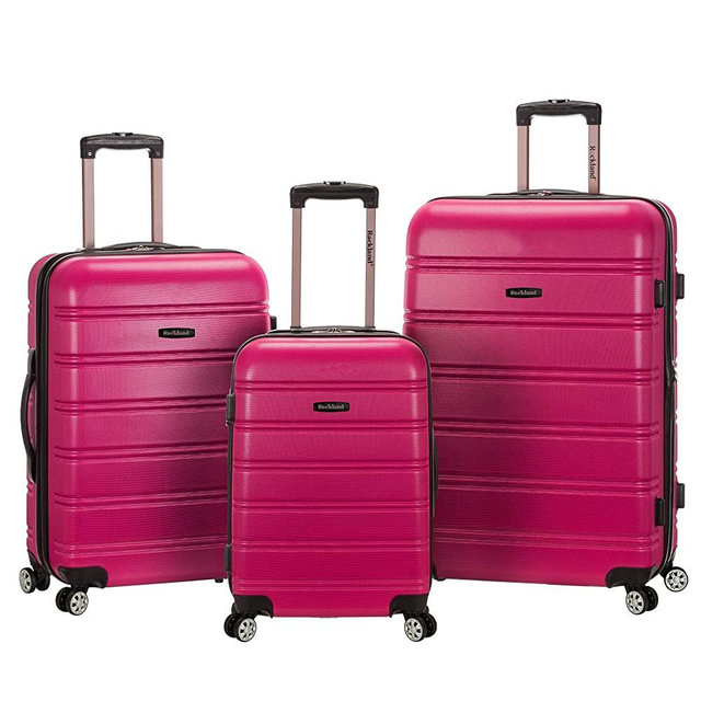 Rockland Melbourne Hardside Expandable Spinner Wheel Luggage, Magenta, 3-Piece Set (20/24/28)