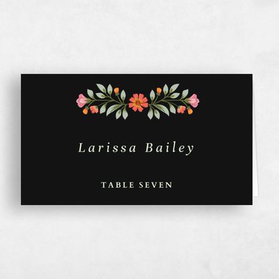 Black Wedding Place Card - Blume
