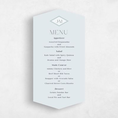 Blue Diamond Wedding Menu - Diamant