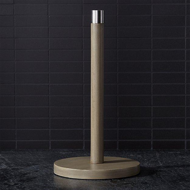 Wood/Stainless Steel Paper Towel Holder