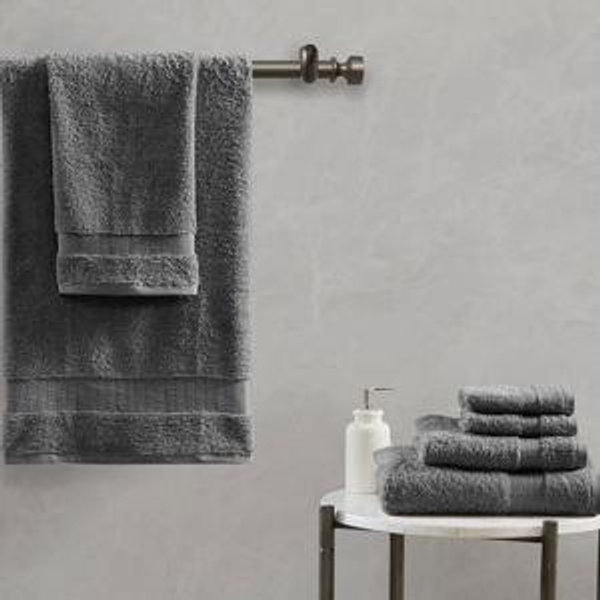 Luce 100% Egyptian Cotton 6-Piece Towel Set - Charcoal color