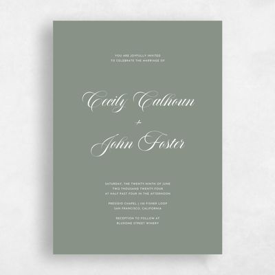 Sage, Green Wedding Invitation - Wilmington Portrait