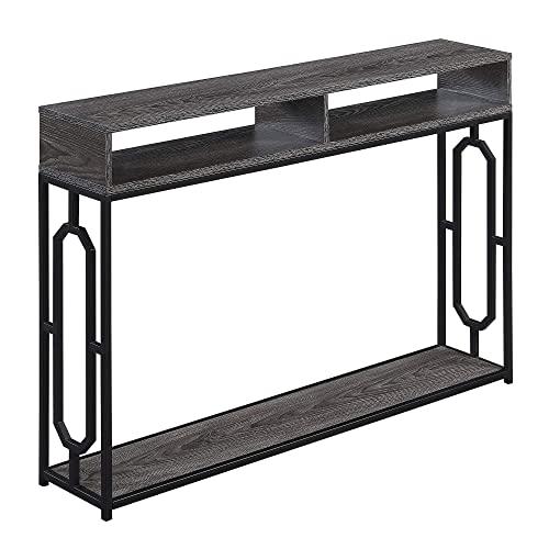 Convenience Concepts Omega Deluxe 2-Tier Console Table, Weathered Gray/Black