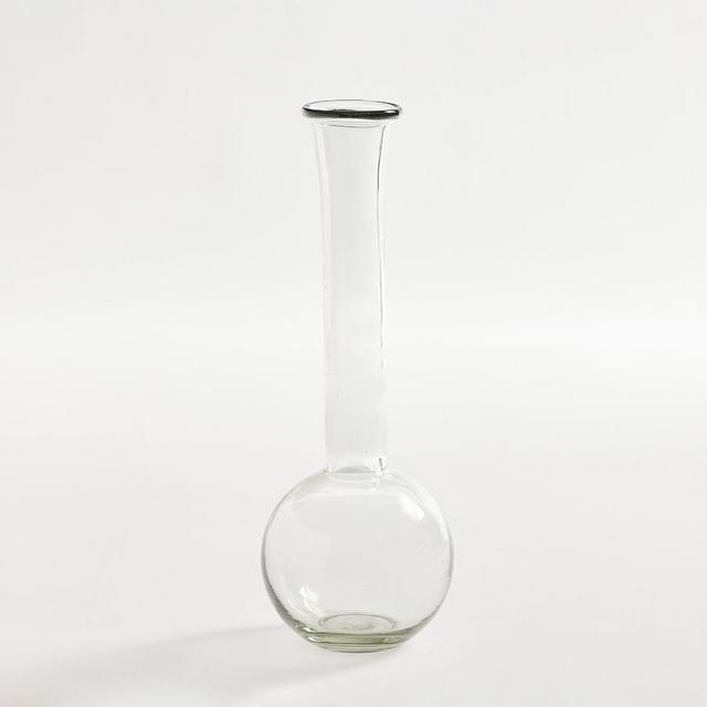 Round Recycled Glass Vases, 14.5", Clear