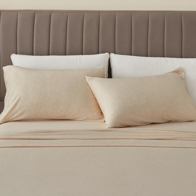Great Bay Home Heathered Melange T-Shirt Jersey Knit Cotton Sheet Set