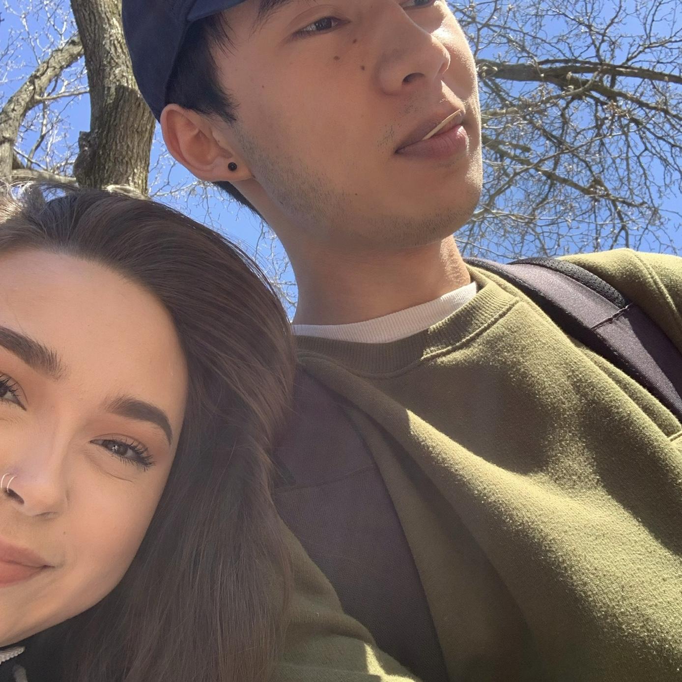 Enjoying the sun on our college campus—one of the last few days we had there before everything was shut down from the pandemic.