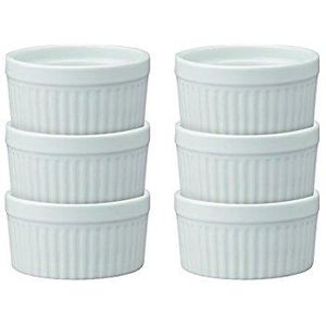 HIC Ramekins, Fine White Porcelain Souffle, 4-Inch, 8-Ounce Capacity, Set of 6