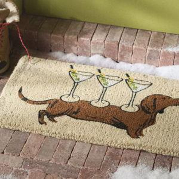 Martini Dachshund Printed Coir Doormat