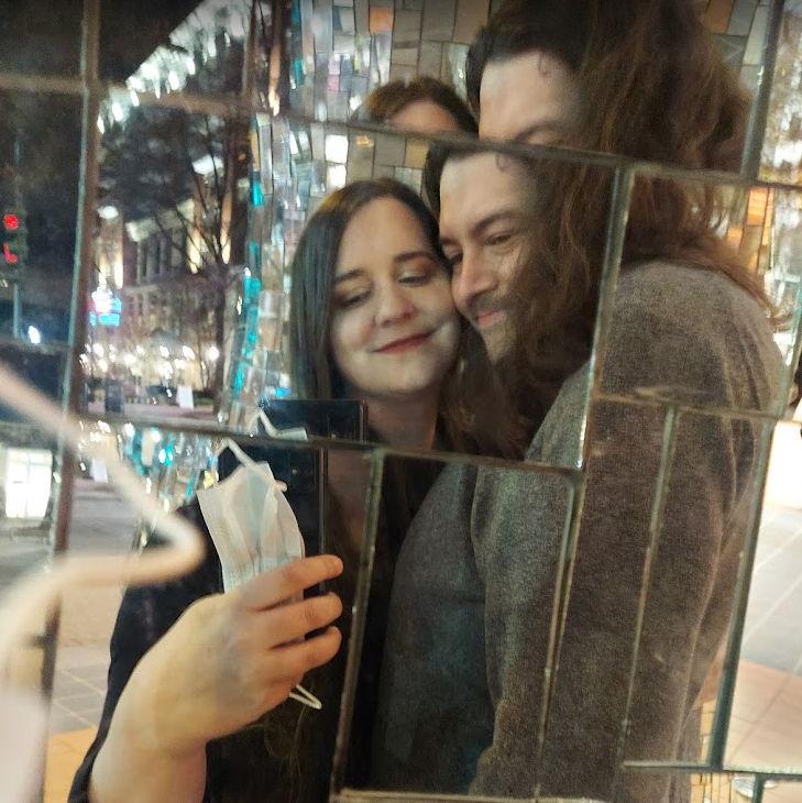 Obligatory picture underneath the legs of the "disco chicken", one of many date nights @ Knight Theater