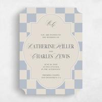 Blue Wedding Invitation - Sarlat Portrait