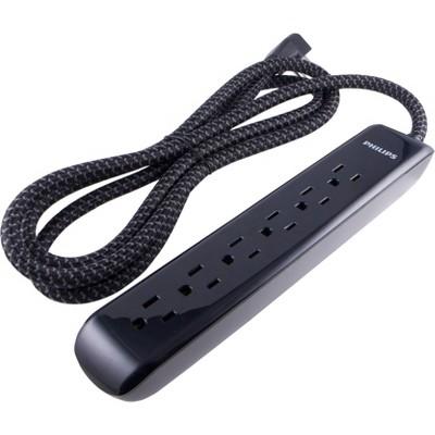 Philips 6-Outlet Surge Protector with 6ft Extension Cord, White