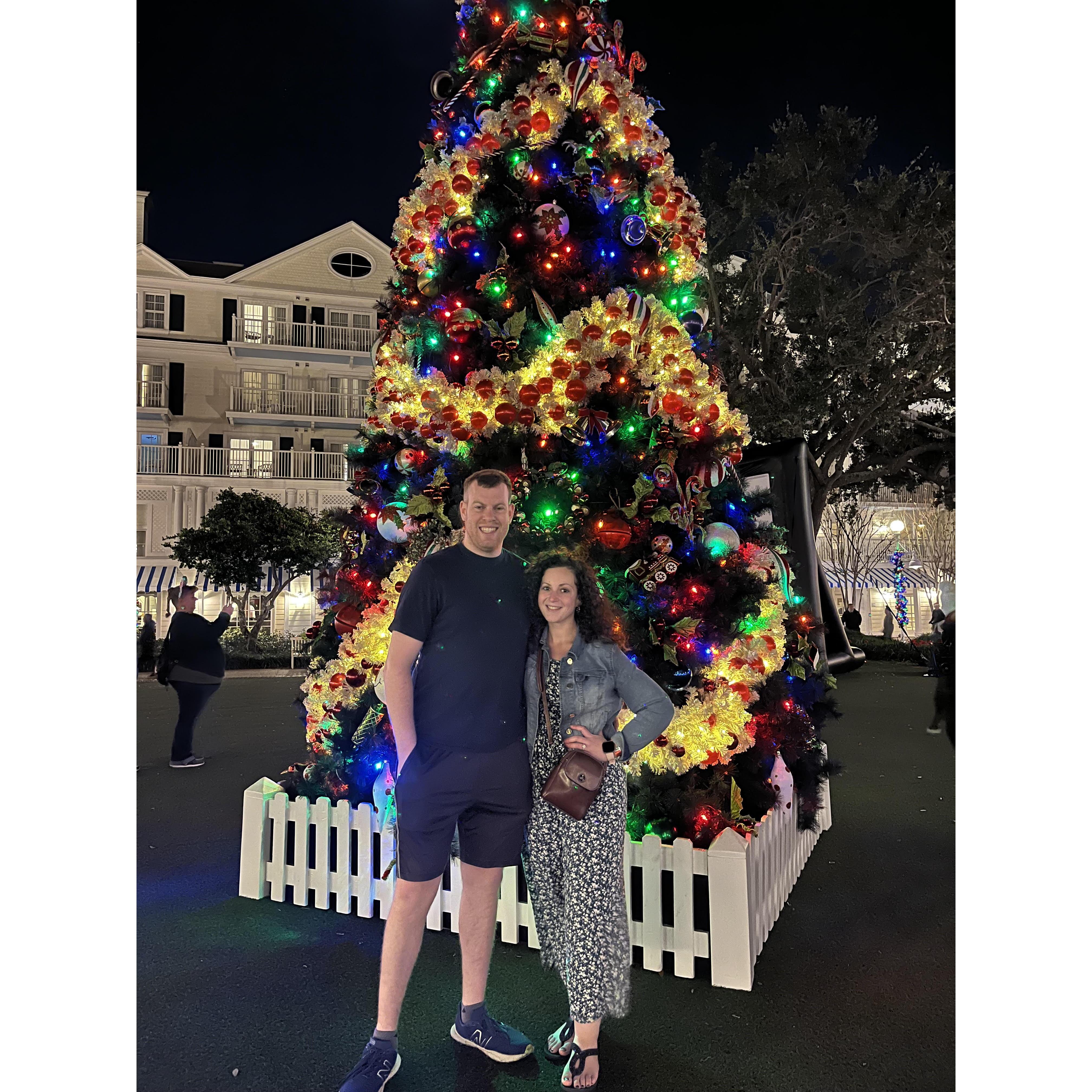 Checking out all the Christmas decor at the Disney Boardwalk!