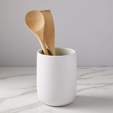 Kaloh Stoneware Utensil Holder, White