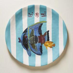 Nathalie Lete By the Sea Melamine Dessert Plate (Blue Fish)