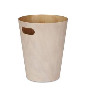Umbra Woodrow Trash Can – Duo-Tone Wood Wastebasket Garbage Can for Office, Study, Bathroom, Living Room, Powder Room and More, 2 Gallon/7.5 L, White