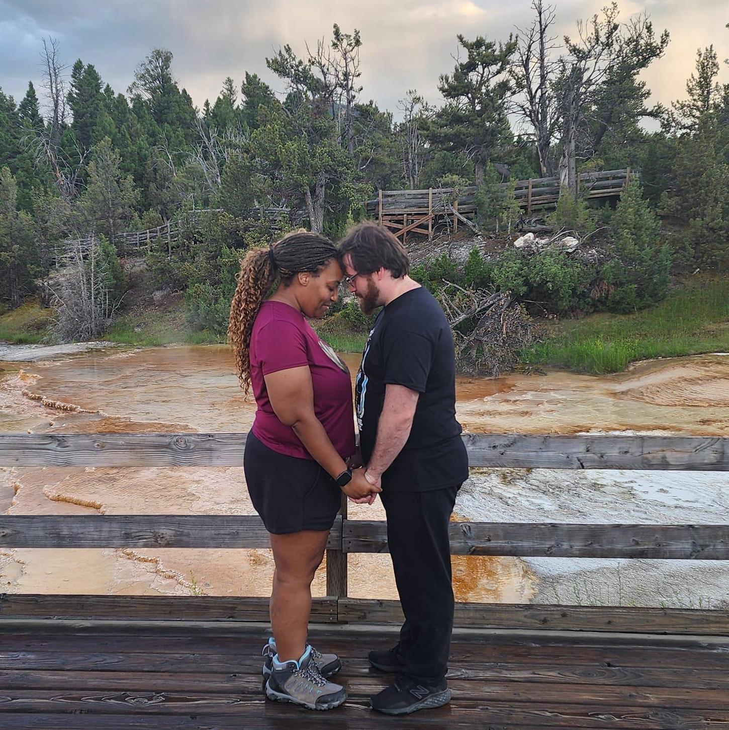 At the Cupid Spring in Yellowstone, So of Course—Our Signature Pose!