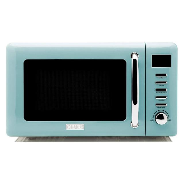Haden 75031 Heritage Vintage Retro 0.7 Cubic Foot/20 Liter 700 Watt Countertop Microwave Oven Kitchen Appliance with Turntable, Turquoise Blue