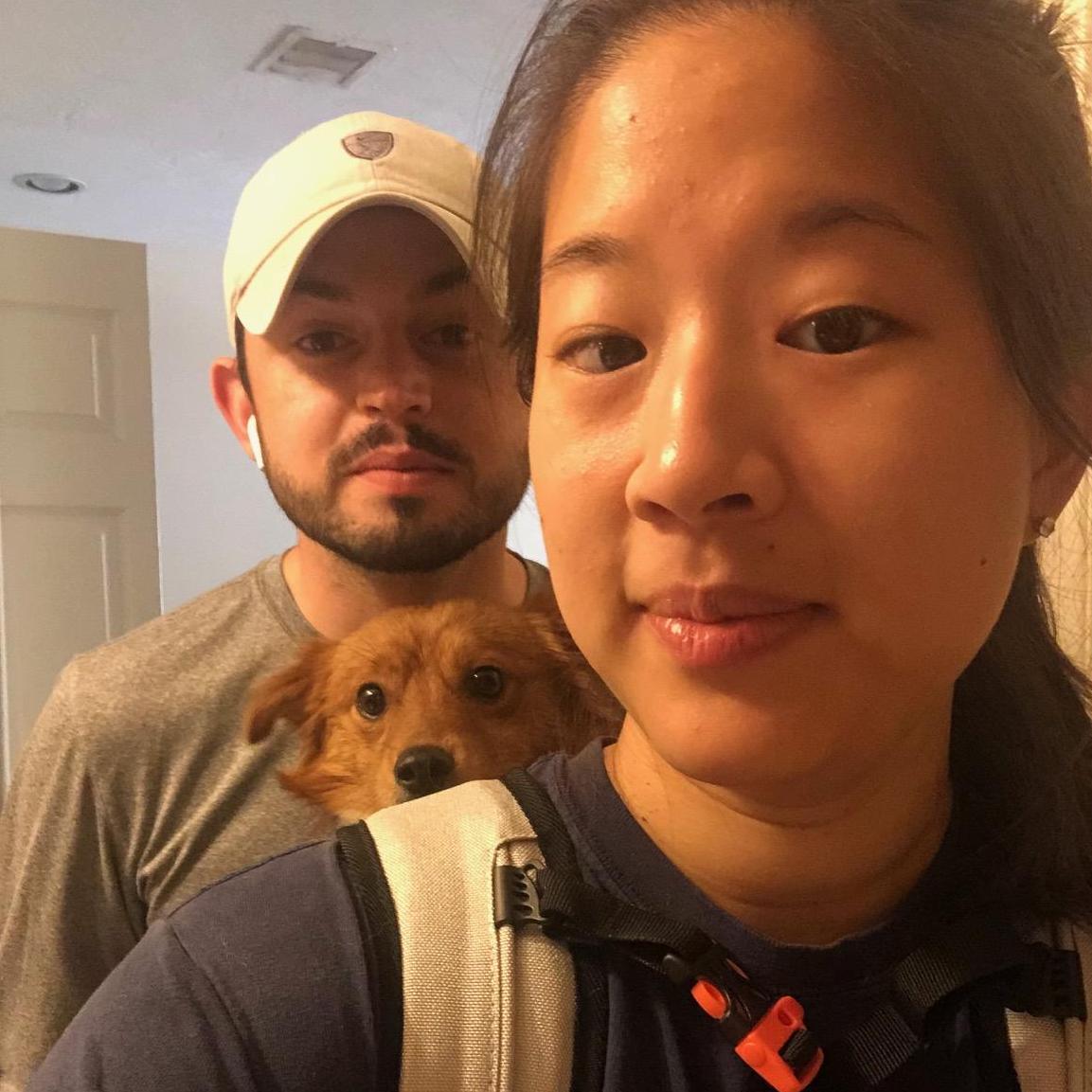 About to go on our first bike ride with Arnie!
