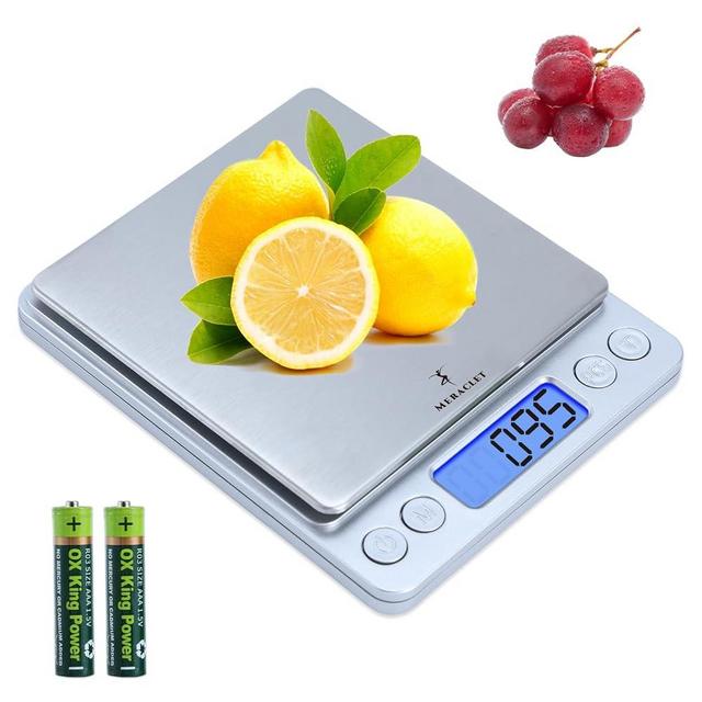 Food Scale - Digital Kitchen Scales Grams and Ounces for Cooking Baking Jewelry - Smart Precision Counting Weighing Scale for Food with 2 Trays 3000g/0.1g LCD Display (Batteries Included)