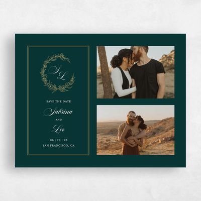 Dark Emerald, Green Wedding Save the Date - Goundry Photo