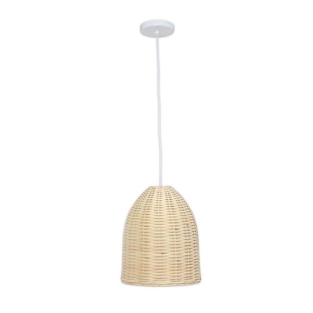 Elegant Designs Coastal Dome Rattan Downlight Pendant Light in Natural