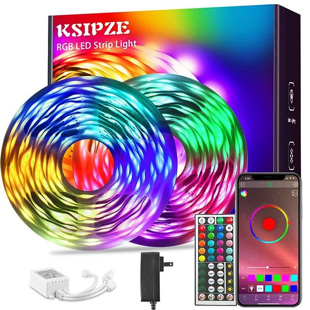Ksipze 100ft Led Strip Lights (2 Rolls of 50ft) RGB Music Sync Color Changing, Led Lights with Smart App Control Remote, Led Lights for Bedroom Lighting Flexible Home Decoration (100FT)