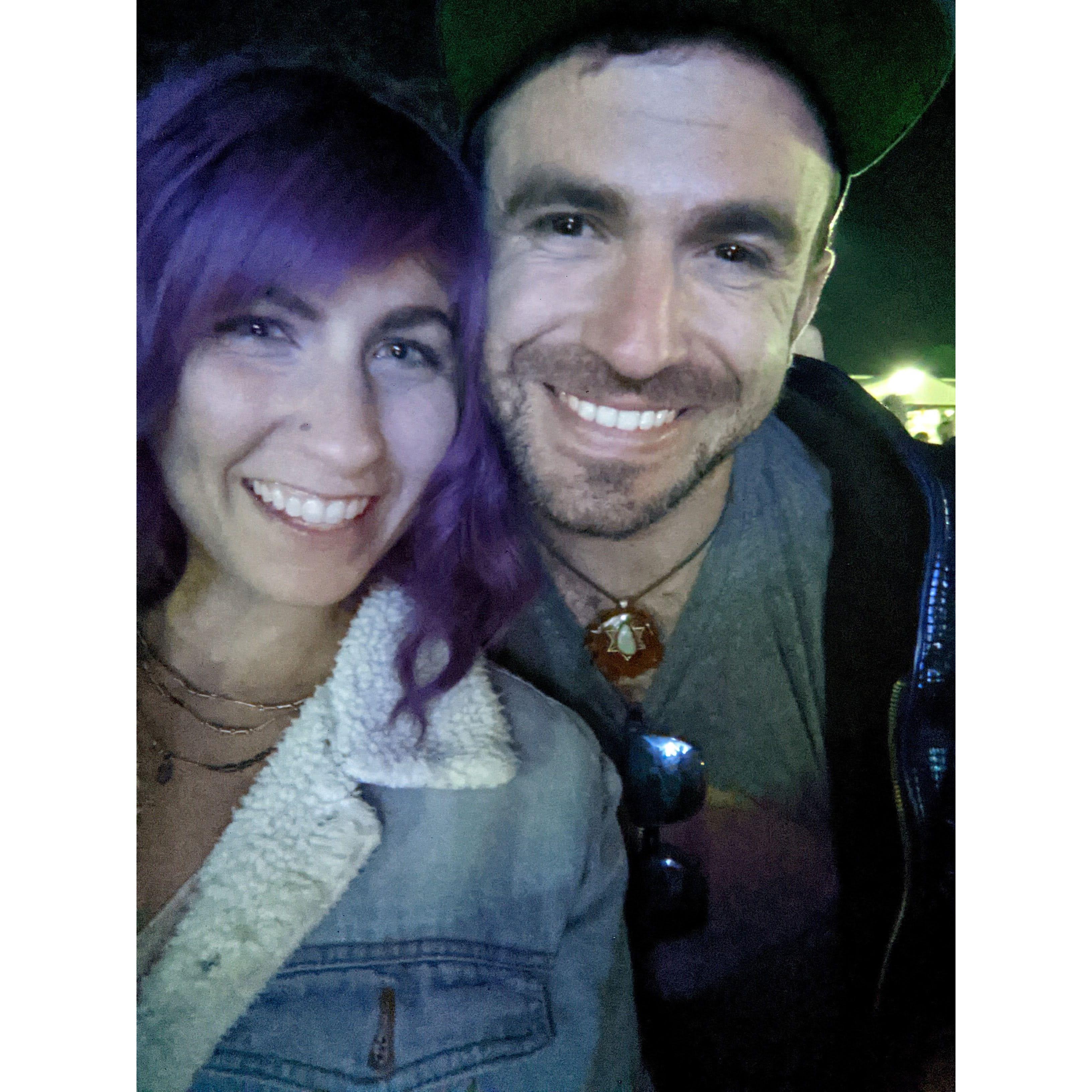 September 2021: Amanda visiting Leo to see STS9 in Napa