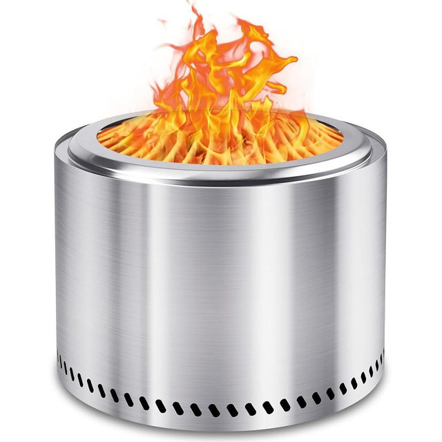 HGD 19.5" Smokeless Fire Pit Outdoor, Stainless Steel Wood Burning Firepit with Secondary Combustion, Backyard Patio Stove for Garden, BBQ & Bonfire