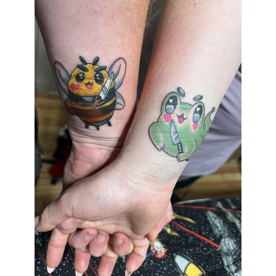 Our first couples tattoos. All original art by Caleigh