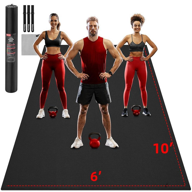 GymCope Extra Large Exercise Mat, 10'x6'/9'x6'/8'x6'/7'x5'/6'x4'(8mm) Thick Workout Mat for Home Gym & Garage Flooring, Shoe-Friendly, High-Density, MMA, HIIT, Weight Lifting, Cardio&Strength