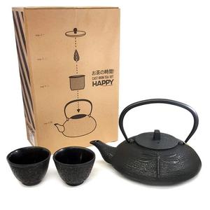 Happy Sales HSCT-DBK11, Cast Iron Tea Pot Tea Set Dragonfly, Black 21-OZ