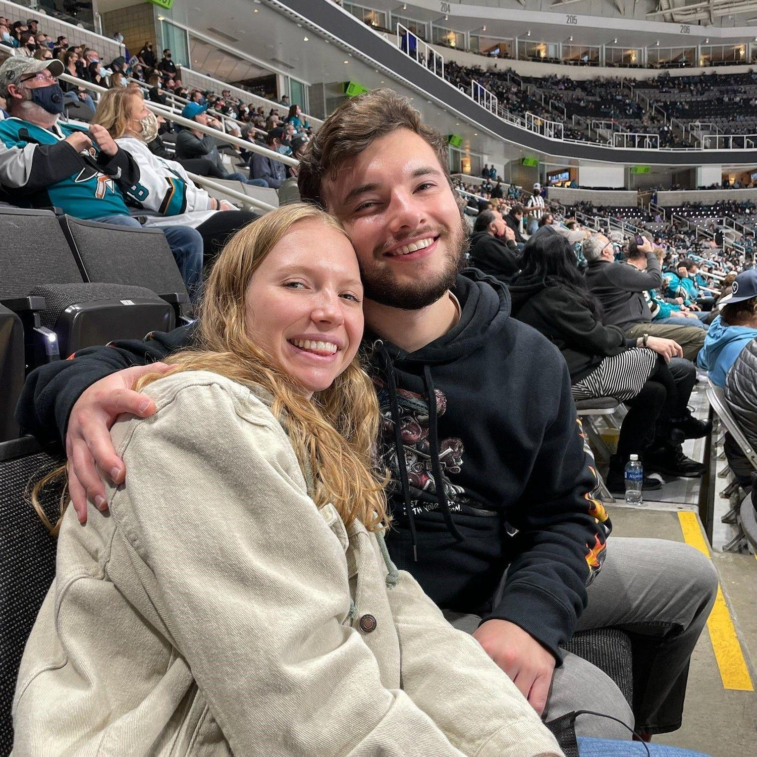 Fun at a San Jose Sharks hockey game.