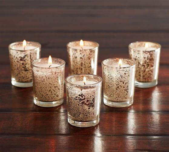 Mercury Glass Votive Candle, Set of 6