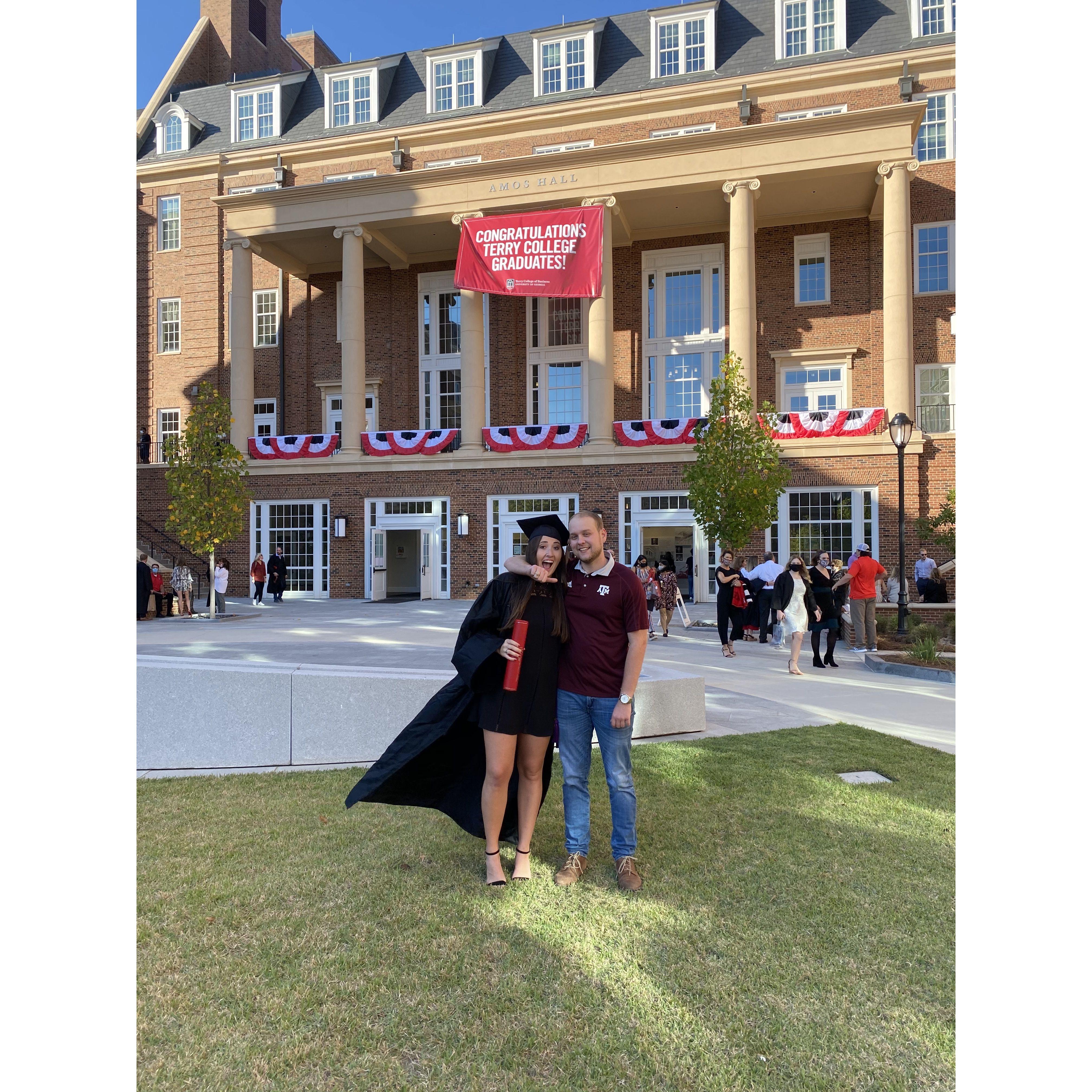 Josh's first trip to Athens, GA cheering Kate on at her belated college graduation in 2020