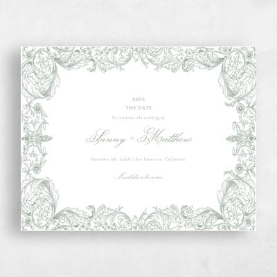 Green Fall Wedding Save the Date - Lezzeno Landscape