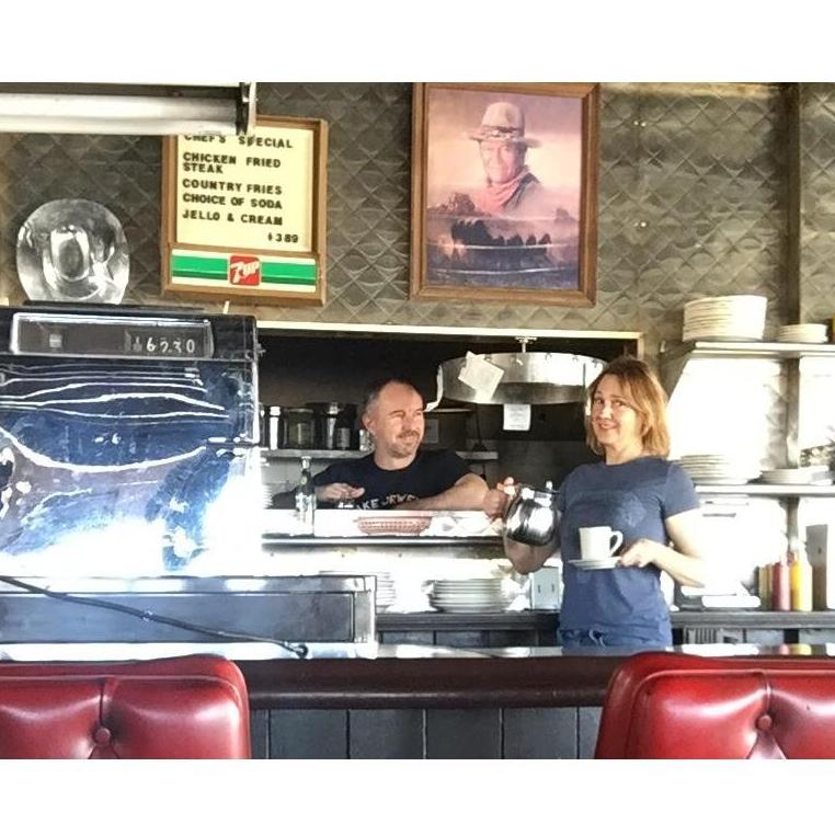 At the Four Aces Movie Ranch. Creating a new story for how we really met, working long hours at the diner.