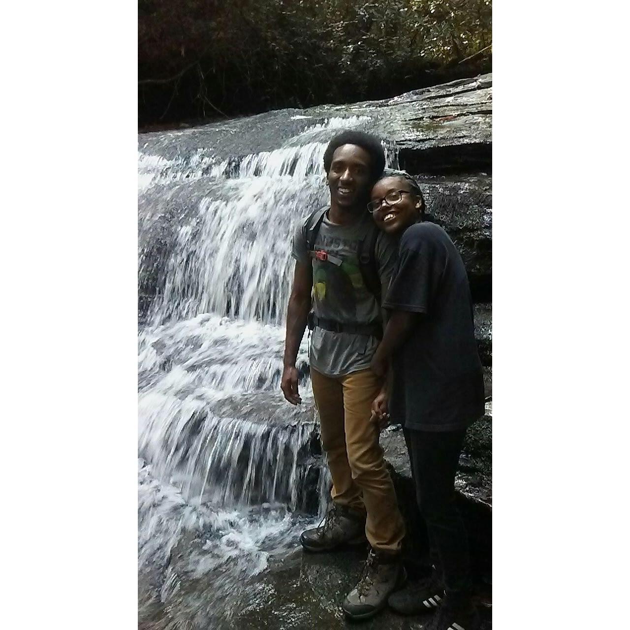 Day of hiking with a break at the waterfall.