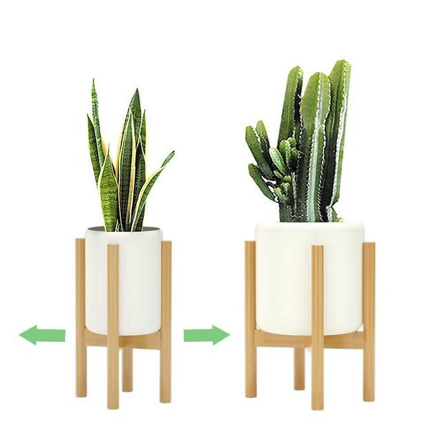 Adjustable Plant Stand, 8 to 12 inches, Bamboo Mid Century Modern Plant Stand, 15 inches in Height, Indoor Plant Stand, Fit 8 9 10 11 12 inch Pots, Pot & Plant Not Included, Natural