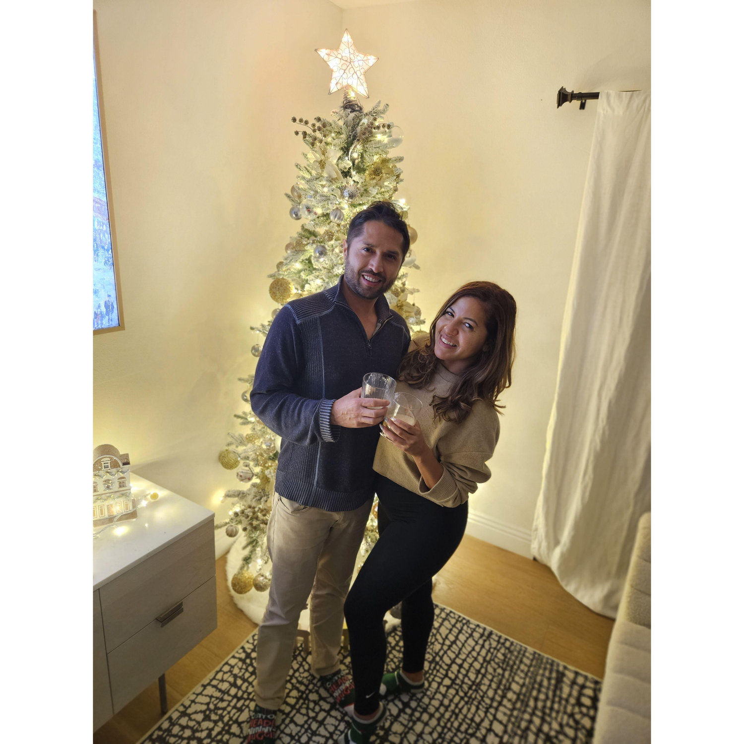 We put up our own tree and kept it lit until February. / Pusimos nuestro propio árbol y lo mantuvimos encendido hasta febrero.