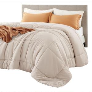 Bedsure Comforter Duvet Insert - Quilted Comforters Oversize Queen Size, All Season Duvet, GentleSoft Down Alternative Bedding, with 8 Tabs, Gifts for Women/Men, Beige, Oversize Queen 98 x 98 Inches