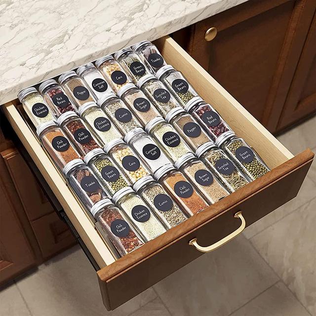 VANGAY Spice Drawer Organizer, Spice Rack Drawer for Kitchen, 4 Tier Acrylic Drawer Spice Organizer for Jars and Packets, Drawer Spice Insert Tray for Cabinet/Countertop 19 x 11 Inches